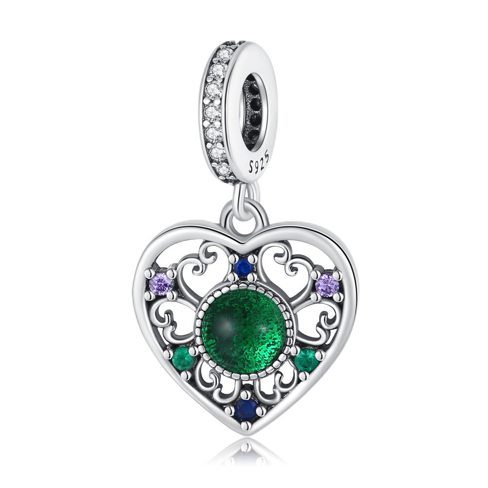 DIY Silver-Plated Pendant Charming Heart Lucky Bracelet Beaded Necklace