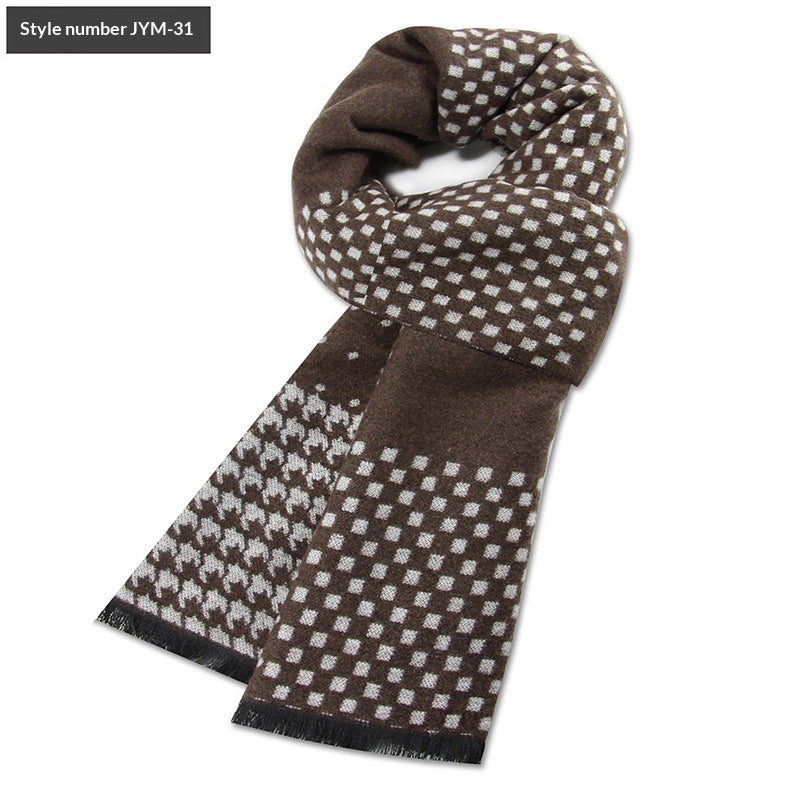 Mens Wool-Blend Plaid Scarf Winter Warmth & Extra Thickness