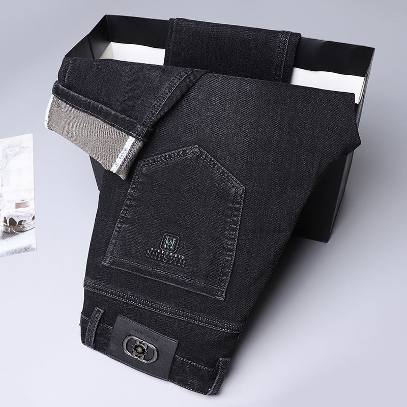 High-end Mens Straight-leg, Relaxed-fit, Plus-size Business Casual Jeans