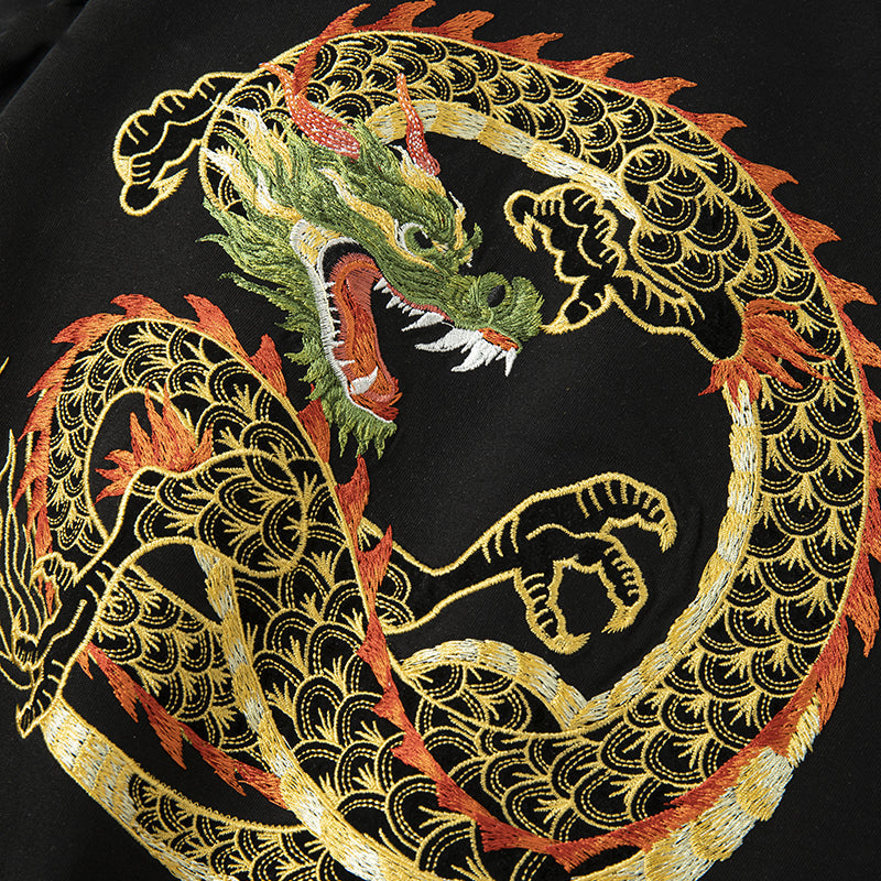 KH866 Golden Dragon Besticktes T-Shirt