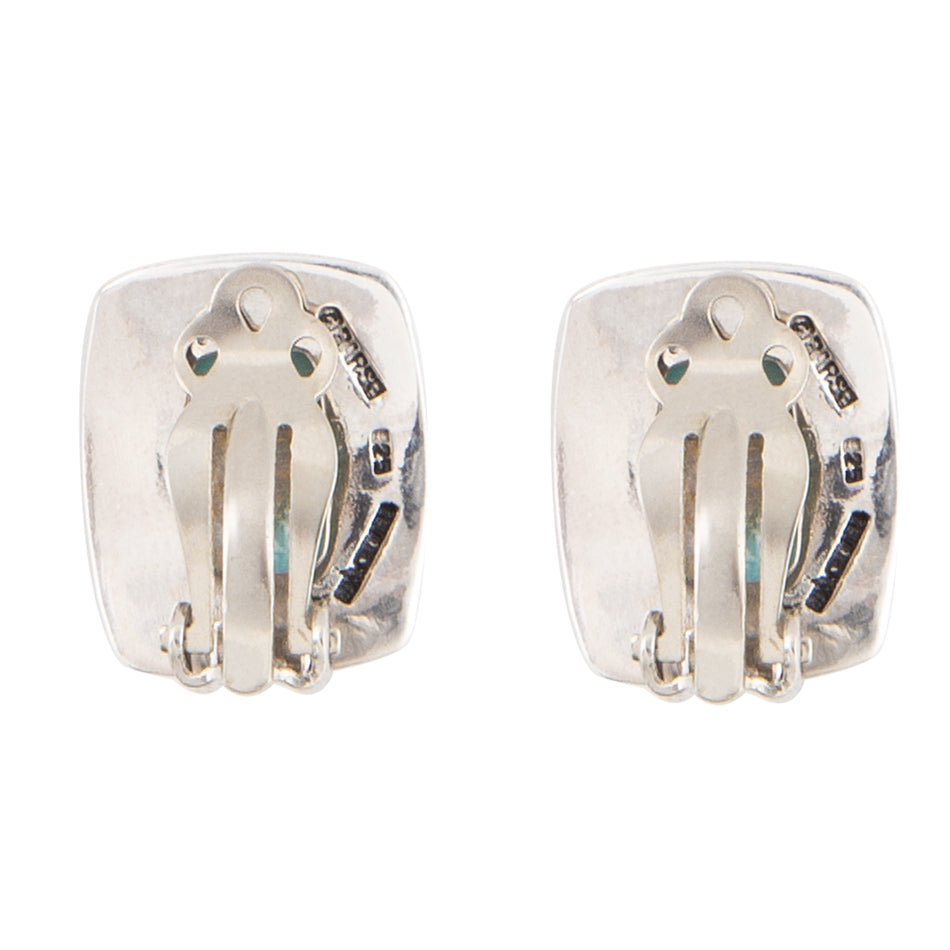 Boucles d'oreilles clips en argent sterling turquoise bleu des îles Fidji