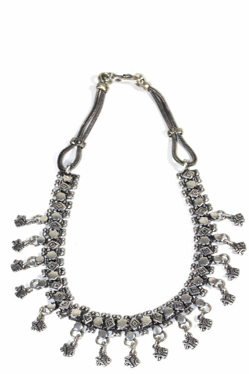 Fisch Anhänger Choker Halskette Silber Boho Tropfen Kette