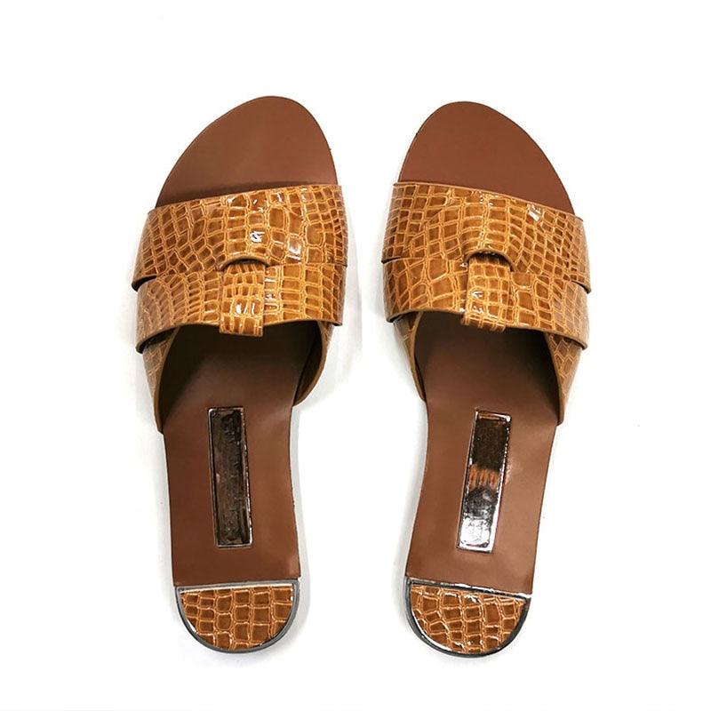 Flat Women Shoes Summer Candy Color Leather Fashion Sandals Open Toe Wear Casual Flip Flops Slip On Comfortable Womens Loafers Women's Flats Elegant Shoes