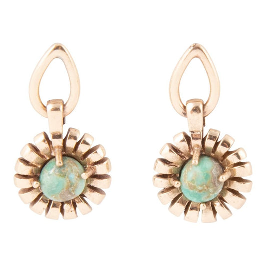 Boucles d'oreilles pendantes cannelées en forme de goutte en turquoise bleue