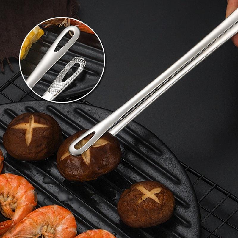Edelstahl-Grillzange Fleischsalat Steakzange Servierzange Pinzette Lange Grillzange Küchenutensilien Edelstahl-Küchengrillzange