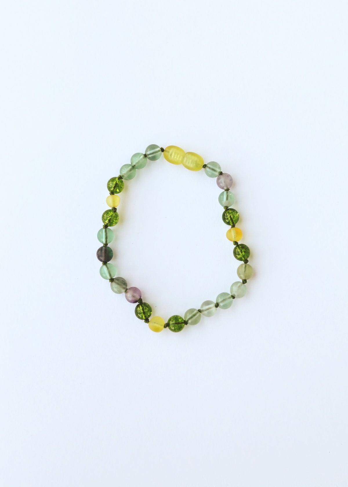 Collier en Ambre brut de la mer Baltique + Fluorite + Péridot || Pierres précieuses