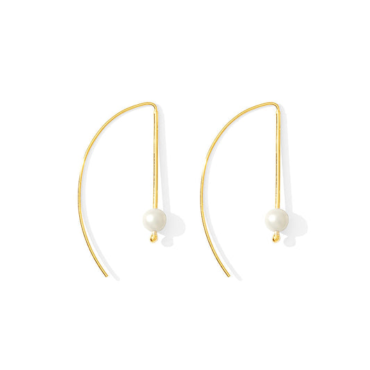 Freshwater Pearl Hook Earrings Gold Plated Recycled Shell Minimalist Jewelry