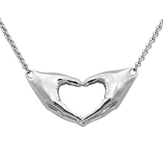 Collier Cœur Amitié Mains Argent Sterling Cadeau