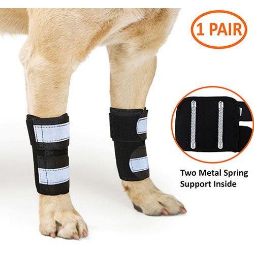NeoAlly Hunde-Vorderbeinbandage mit reflektierenden Riemen – Metalleinsätze zur Karpalgelenkstütze (Paar)