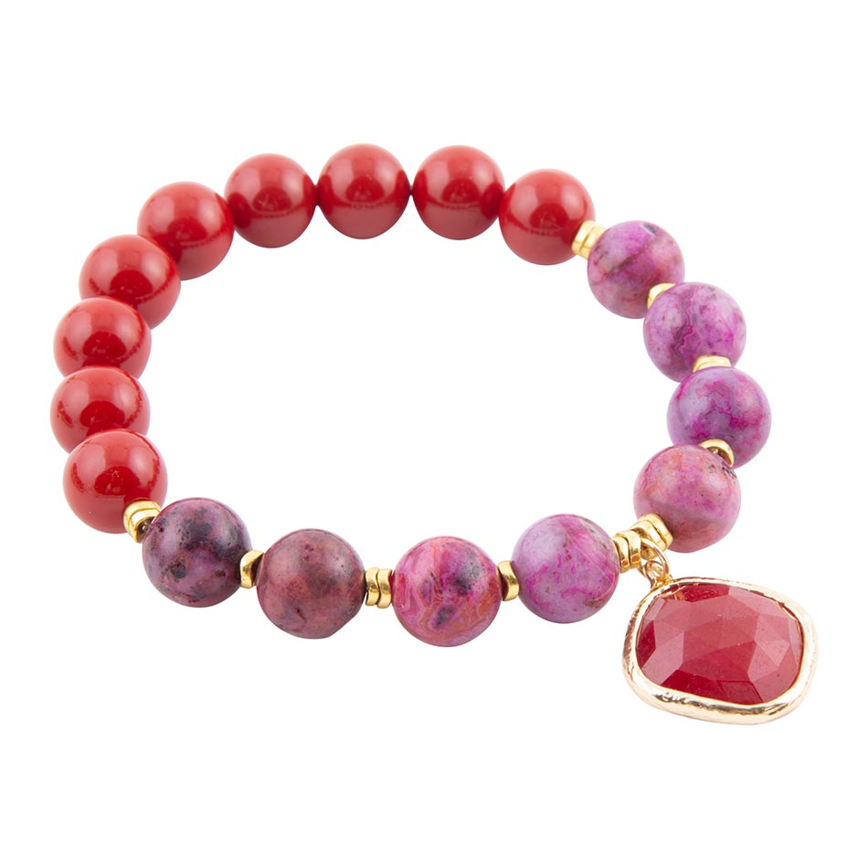 Armband Fuchsia Achat Sonnenuntergang vergoldet