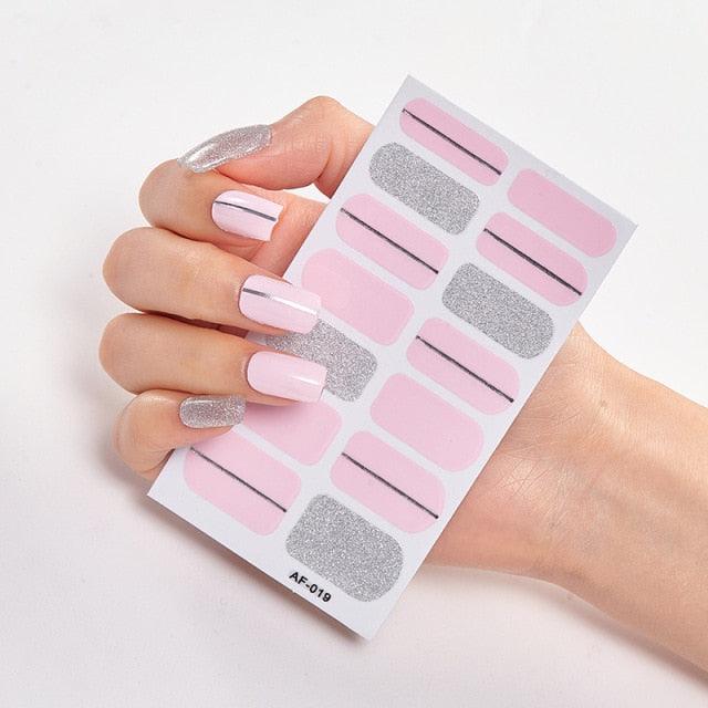 Full Cover Nail Stickers Nail Polish Nail Decoration Nails Sticker Designer Self Adhesive Nail Sticker Creative Nail Art Sticker Sticker Nail Decorations Accessories Metal Curve Stripe Lines Design Letter Nail Sticker Adhesive Decoration Template