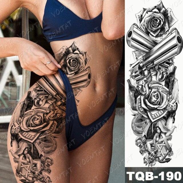 Full Women Man Realistic Waterproof Temporary Tattoo Tiger Stickers Luxury Big Design For Arm Thigh