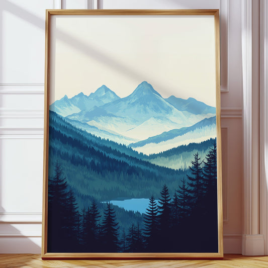 Serene Peaks - Tranquil Mountain Landscape Art