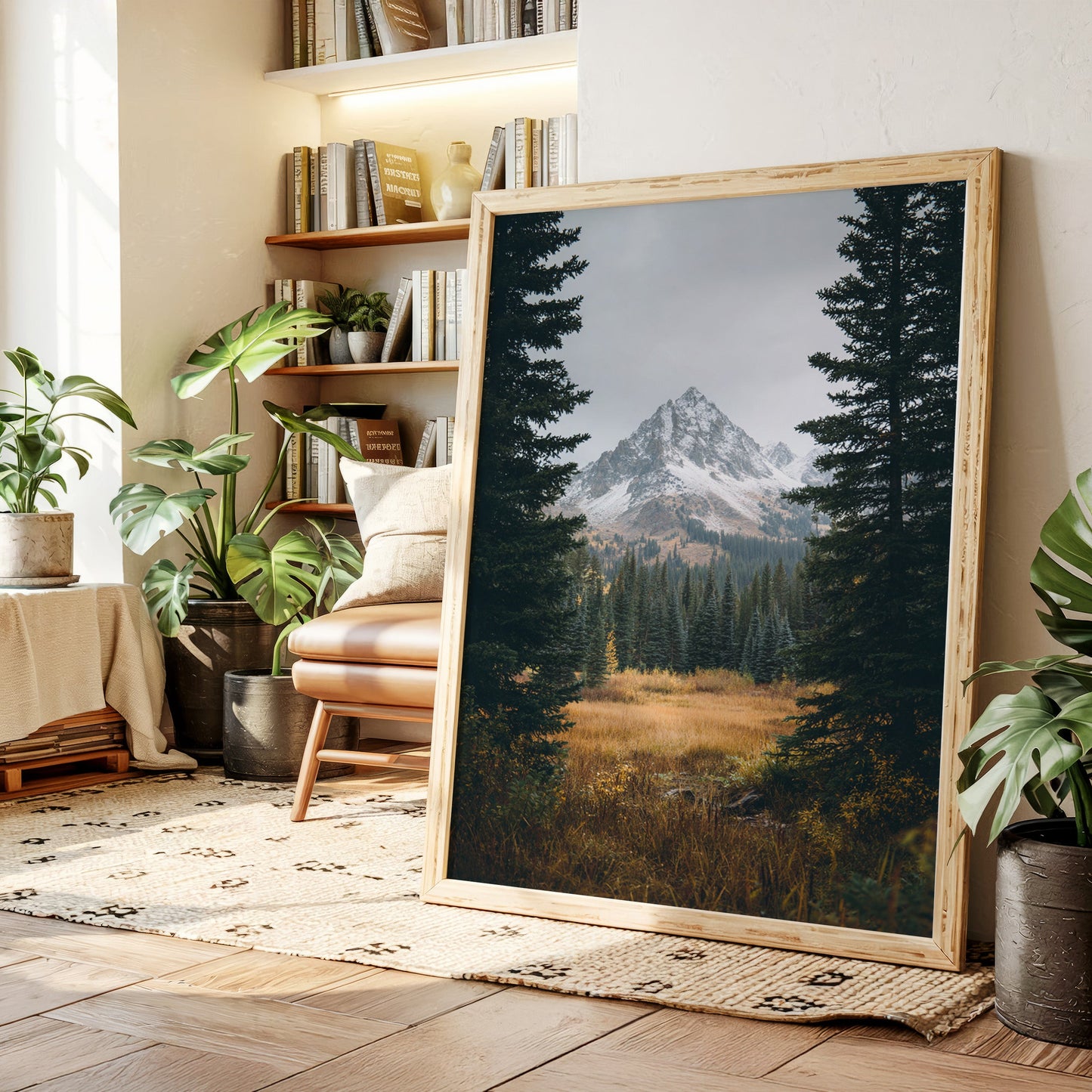Berge gehüllt in den Schoß des Herbstes