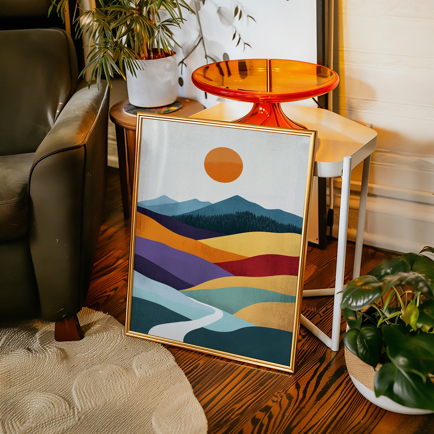 Sunlit Peaks - Abstract Landscape Art