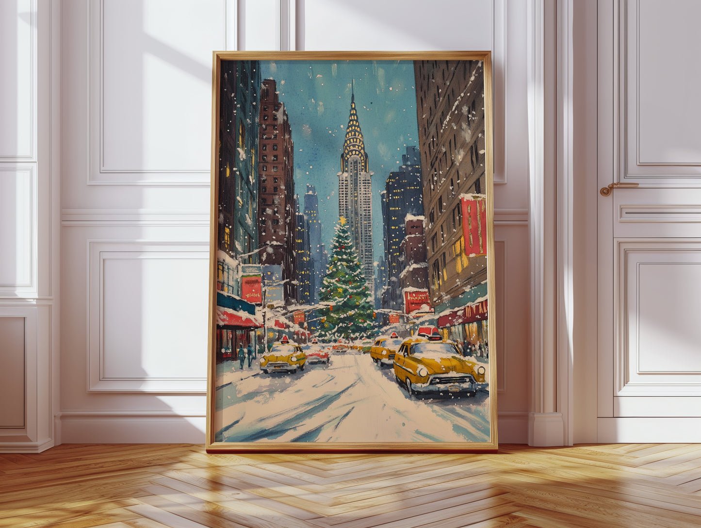 Schneefall auf den Straßen der Stadt
