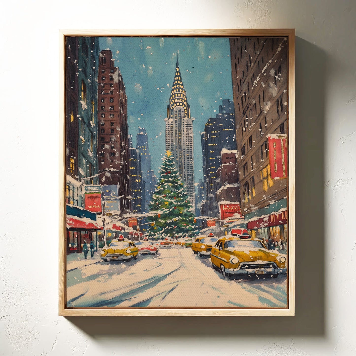 Schneefall auf den Straßen der Stadt