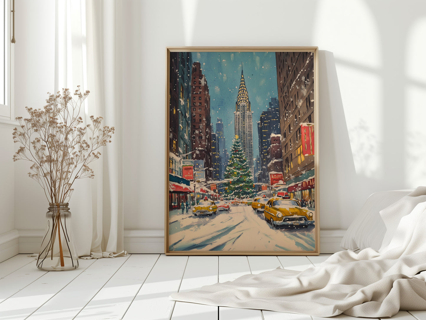 Schneefall auf den Straßen der Stadt