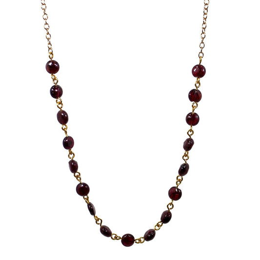 Collier chaîne de perles grenat rempli d'or 14 carats pendentif délicat