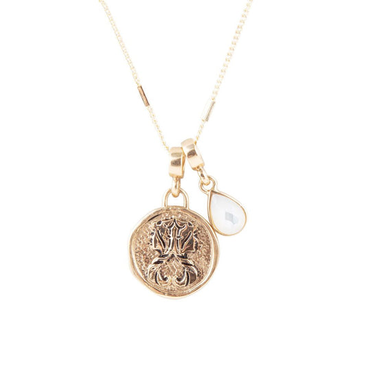 Gémeaux - Collier Pendentif Charm en Nacre Blanche et Or Signe Astrologique
