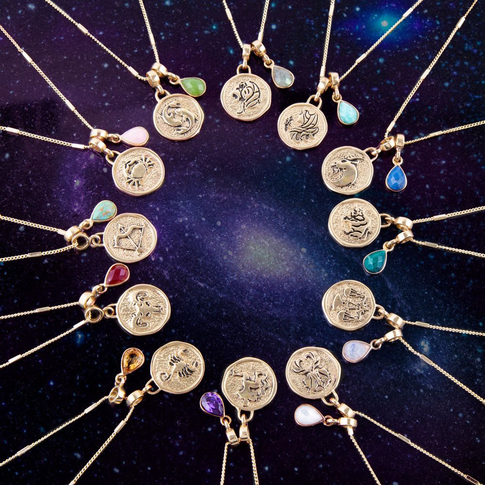 Gémeaux - Collier Pendentif Charm en Nacre Blanche et Or Signe Astrologique