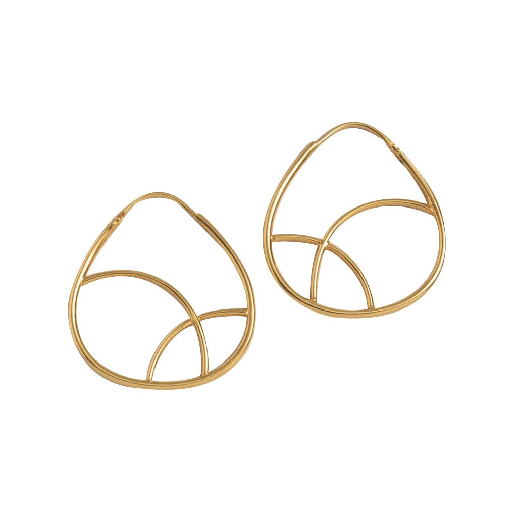 Boucles d'oreilles créoles géométriques plaquées or 24 carats 3 cm en argent sterling faites à la main