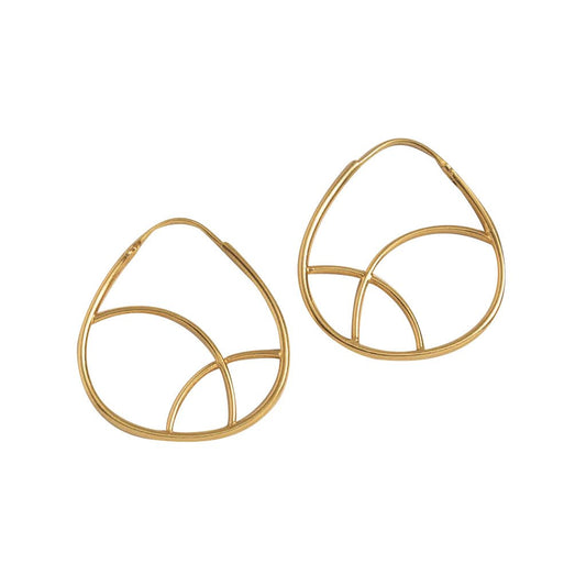 Geometric 24K Gold Plated Hoop Earrings 3cm Sterling Silver Plated Handmade