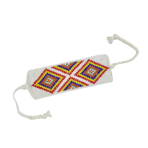 Geometric Beaded Cuff Bracelet Handmade Hmong Tribal Boho Glass Beads