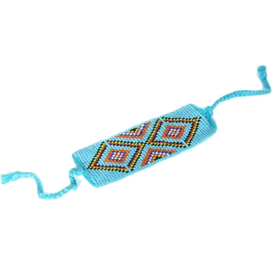 Bracelet Manchette Géométrique Perlé Fait Main Perles de Verre Bohèmes Tribales Hmong
