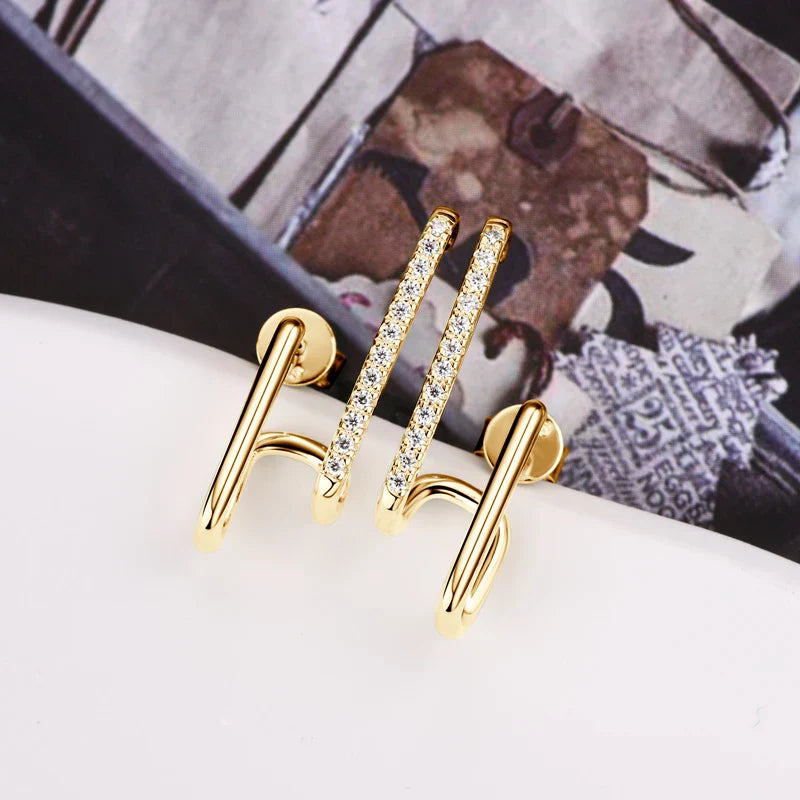 Moissanit Geometrische Ohrstecker 925 Sterling Silber Stecker Geschenk Für Frauen