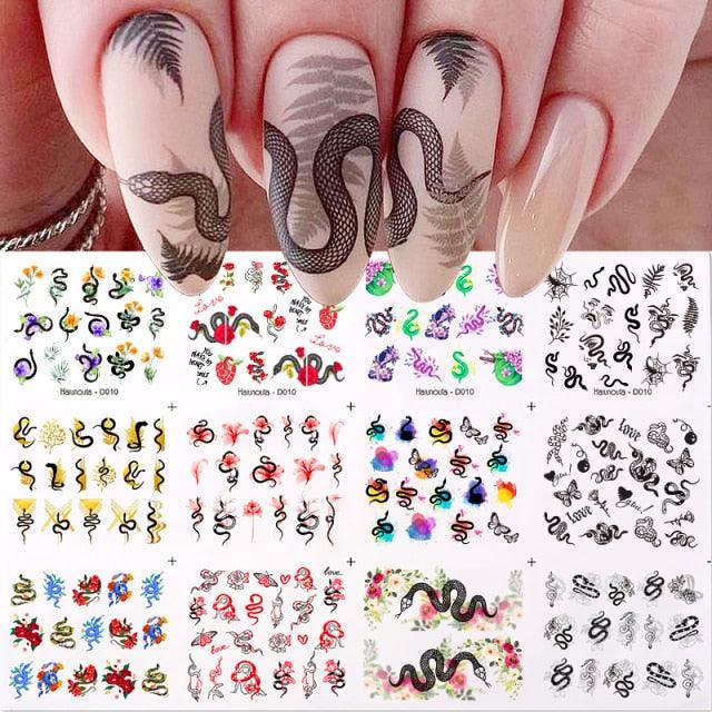 Geometrics Blue Flower Leaves Water Decals Stickers Special Floral Transfer Slider For Nails Decoration Nail Art Stickers Black White Flower Palm Leaf Nail Self-Adhesive Decals Nail Stickers Water Transfer Fresh Nail Decals for Nail Art Butterfly Palm