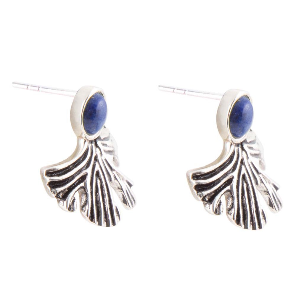 Ohrstecker aus Ginko Blue Lapislazuli und Sterlingsilber