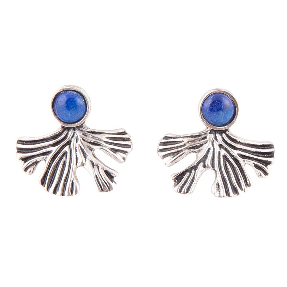 Ohrstecker aus Ginko Blue Lapislazuli und Sterlingsilber