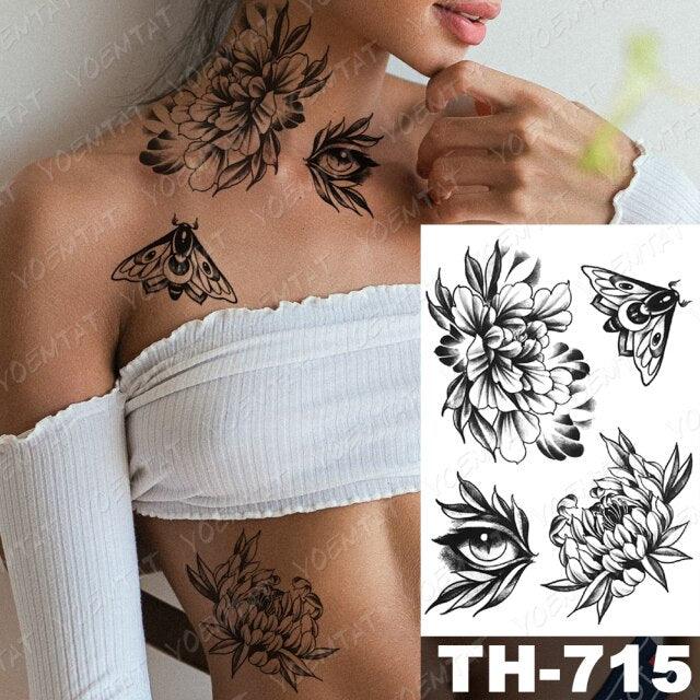 Gladiator Temporary Tattoo Sticker Flower Waterproof Big Modern Womens Mens Body Tattoo Luxury Design