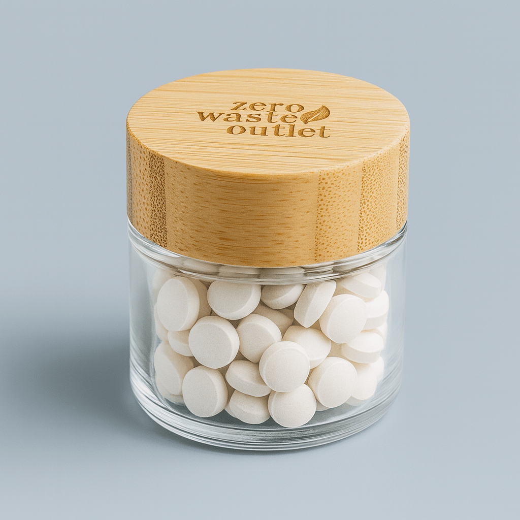 Glasgefäß für Zahntabletten - leer
