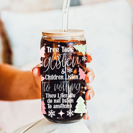 Gobelet Isotherme Amusant de Noël 500ml Les Cimes Scintillent Les Enfants N'écoutent Pas Tasse à Café