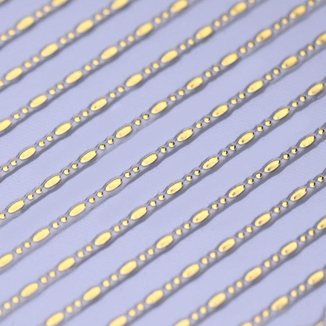 Gold 3D Nail Sticker Curve Stripe Lines Nails Stickers Gradient Adhesive Striping Tape Nail Foil Nail Art Stickers Decals Silver Strip Line Nail Decal Self-Adhesive 3D Wave Decal Decoration Metallic Curve Design Decoration for Women Girls