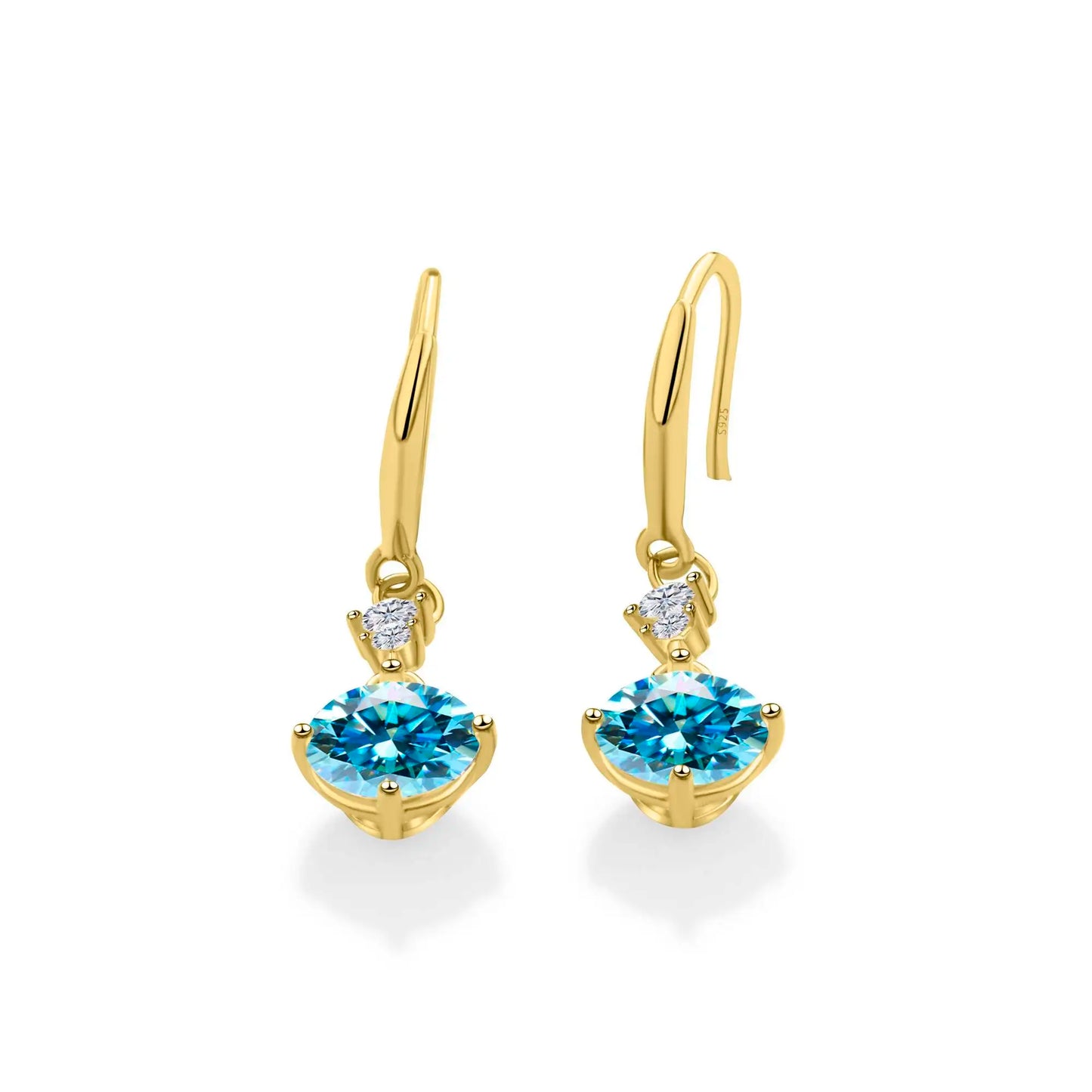 Moissanite Earrings 925 Sterling Silver White Gold Plated Hypoallergenic Studs