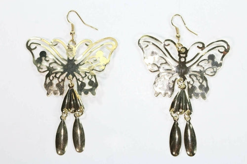 Gold Schmetterling baumeln Ohrringe leicht filigran Boho