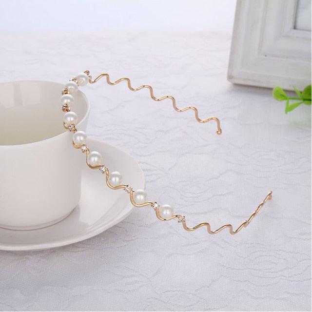 Gold Metal Hairbands For Women Hair Accessories Designer Band Hoops Wedding Pearl Headband Metal Bridal Headwear Bands