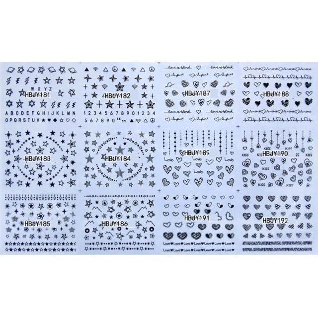 Gold Moon Star 3D Nail Stickers Ultra-thin Adhesive Decals Nail Art Decorations Stamping Manicure Nails Stickers Tool 3d Nail Decal Stickers Manicure Nail Art Decoration Accessories Holographic Old English Character Nail Self-Adhesive Sticker