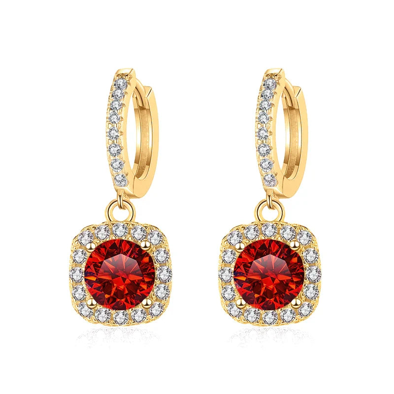1ct GRA-Certified Moissanite Drop Earrings VVS D 18K Gold Plated 925 Sterling