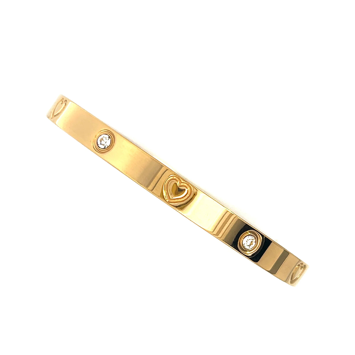 Herz Armreif aus Edelstahl - 18K vergoldeter Armreif zum Stapeln