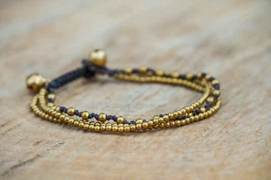 Bracelet réglable bohème en laiton doré à trois brins
