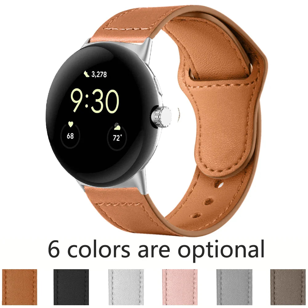 Bracelet en cuir Google Pixel Watch 1-4 41mm 45mm - Fin