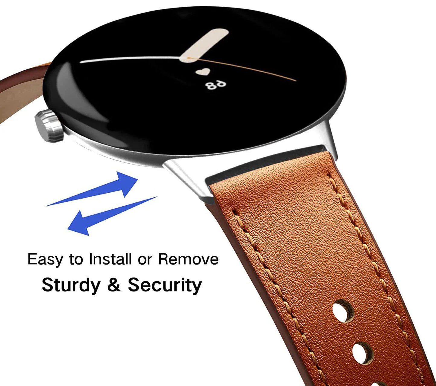 Bracelet en cuir Google Pixel Watch 1-4 41mm 45mm - Fin