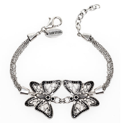 Hauchzartes Schmetterlings-Kettenarmband, verstellbar, Silber