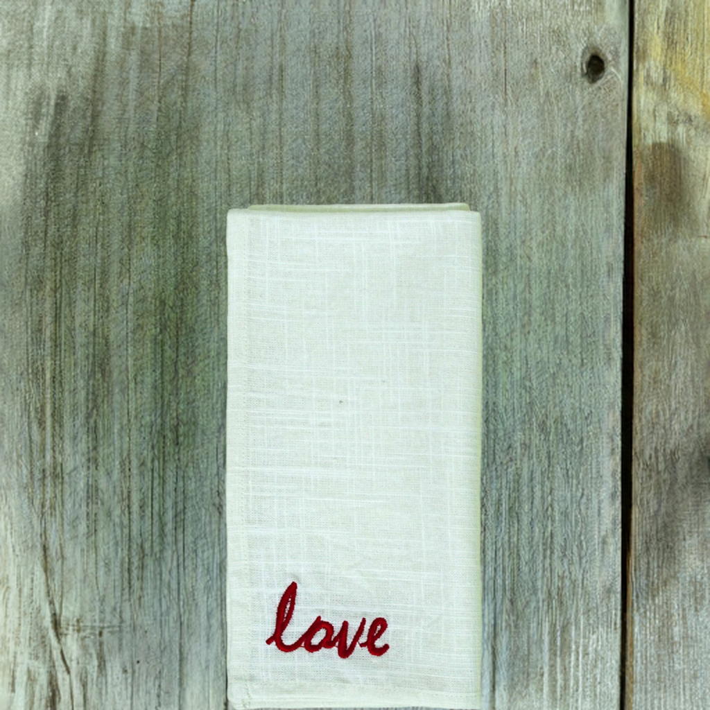 Vibhsa Cotton Table Napkins | Set of 4, Red Embroidery, 20"x20"