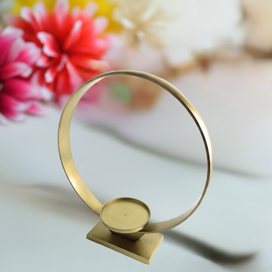 Vibhsa Gold Ring Candle Holder | 15"H, 12.5" Ring, Sand-Cast Aluminum