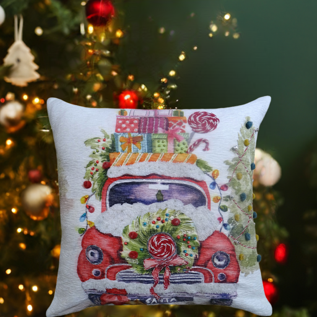 Vibhsa Christmas Embroidered Throw Pillow 20" x 20"